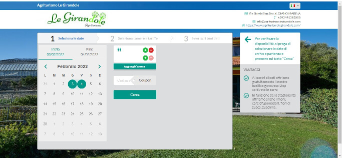 Pagina in cui poter scegliere le date Come scegliere le date