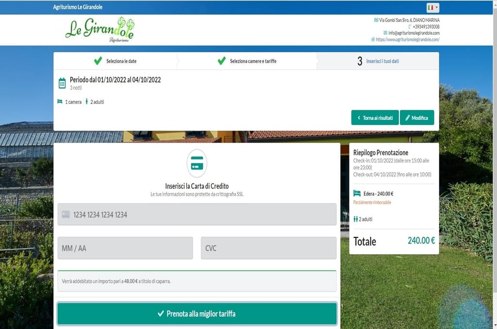 Inserisci i tuoi dati per pagare con carta di credito Inserisci i tuoi dati per pagare tramite carta di credito
