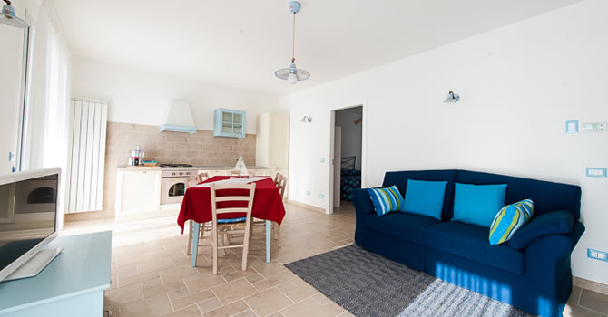 Immagine della cucina e salotto dell’appartamento Gelsomino