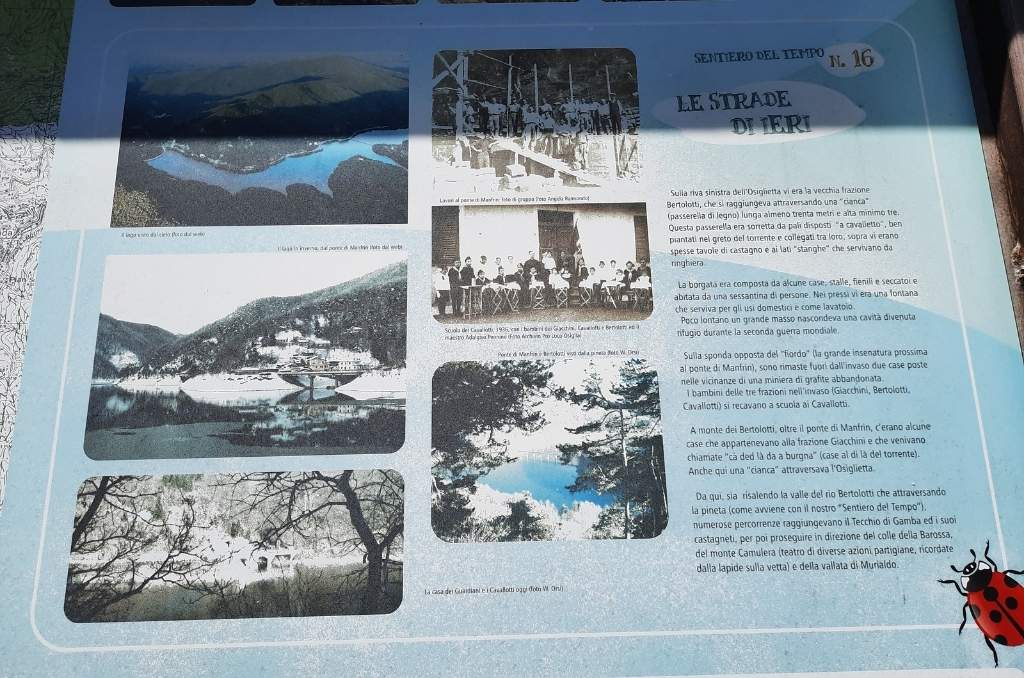 Cartello Le Strade di ieri a Osiglia Targa esplicativa delle Strade di ieri