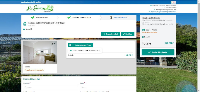 Come selezionare il late check out Schermata che consente di selezionare il late check-out